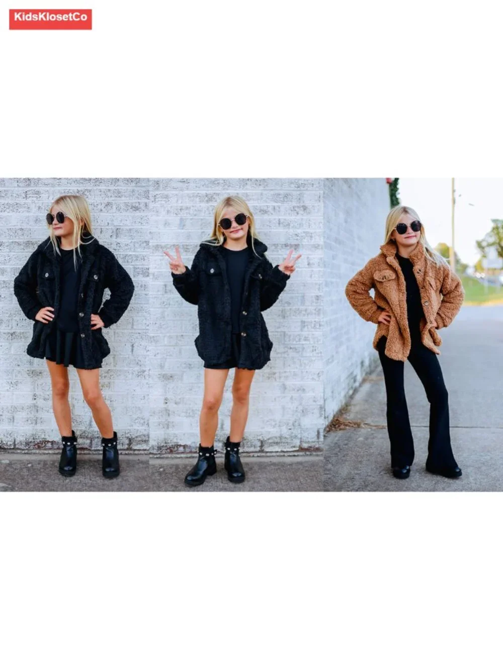 Girls Fuzzy Sherpa Fleece Jacket Casual Button Down Winter Coat